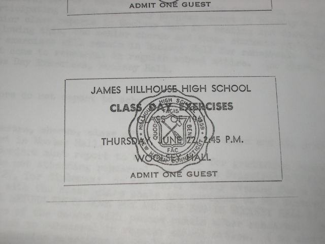 JAMES HILLHOUSE HIGH SCHOOL, CLASS DAY EXERCISES, JUNE 22, 2:45 P.N., WOOLSEY HALL, NEW HAVEN CONNECTICUT